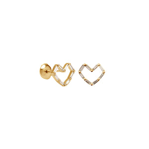 Open image in slideshow, BO Puce Mini Coeur or 18Kt jaune / rose / blanc et diamants
