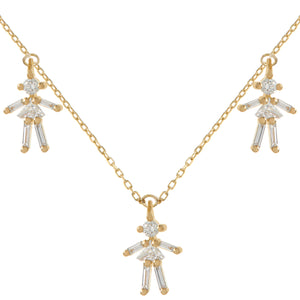 Open image in slideshow, MINI Collier Triple en diamants et or 18K jaune / rose / blanc
