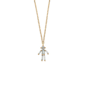 Open image in slideshow, Diamonds and 18Kt yellow / rose / white gold boy pendant necklace
