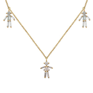 Open image in slideshow, Diamonds and 18Kt yellow / rose / white gold mixed triple necklace
