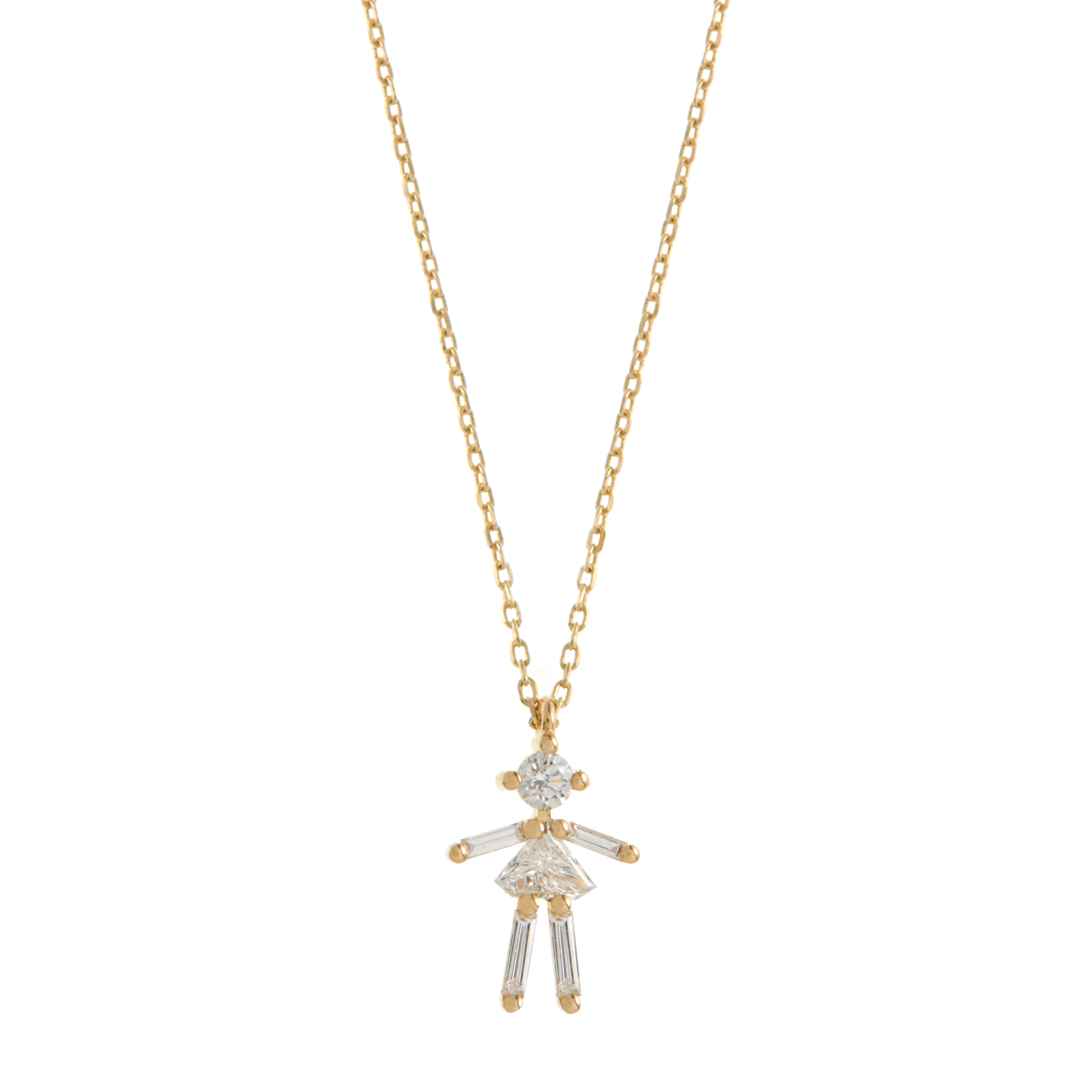 Diamonds and 18Kt yellow / rose / white gold boy pendant necklace
