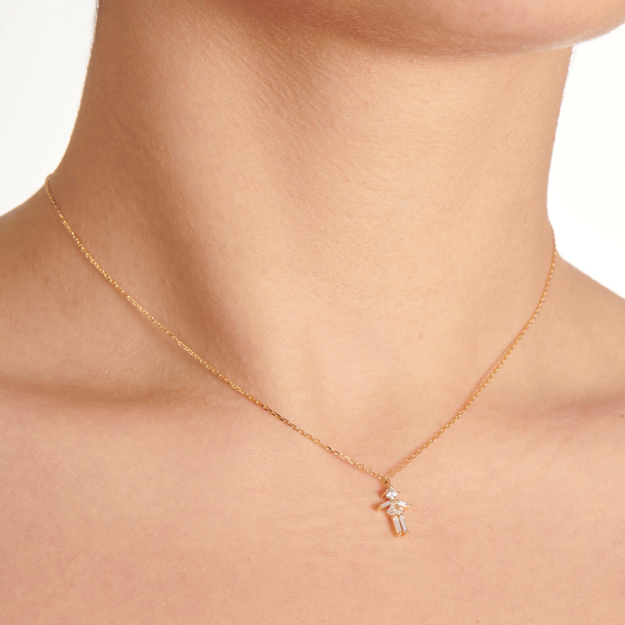 Diamonds and 18Kt yellow / rose / white gold boy pendant necklace