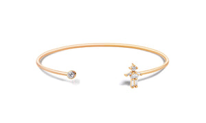 Open image in slideshow, Diamonds and 18Kt yellow / rose / white gold girl simple bangle
