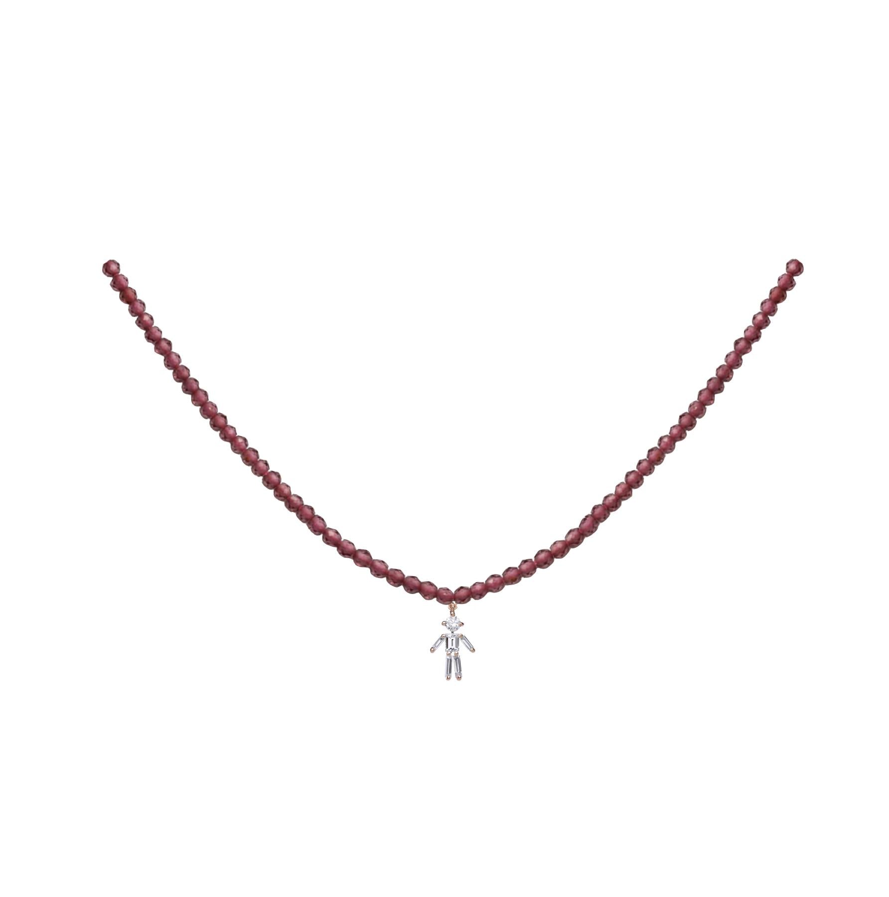 Diamonds and 18Kt yellow / rose / white gold boy rainbow necklace