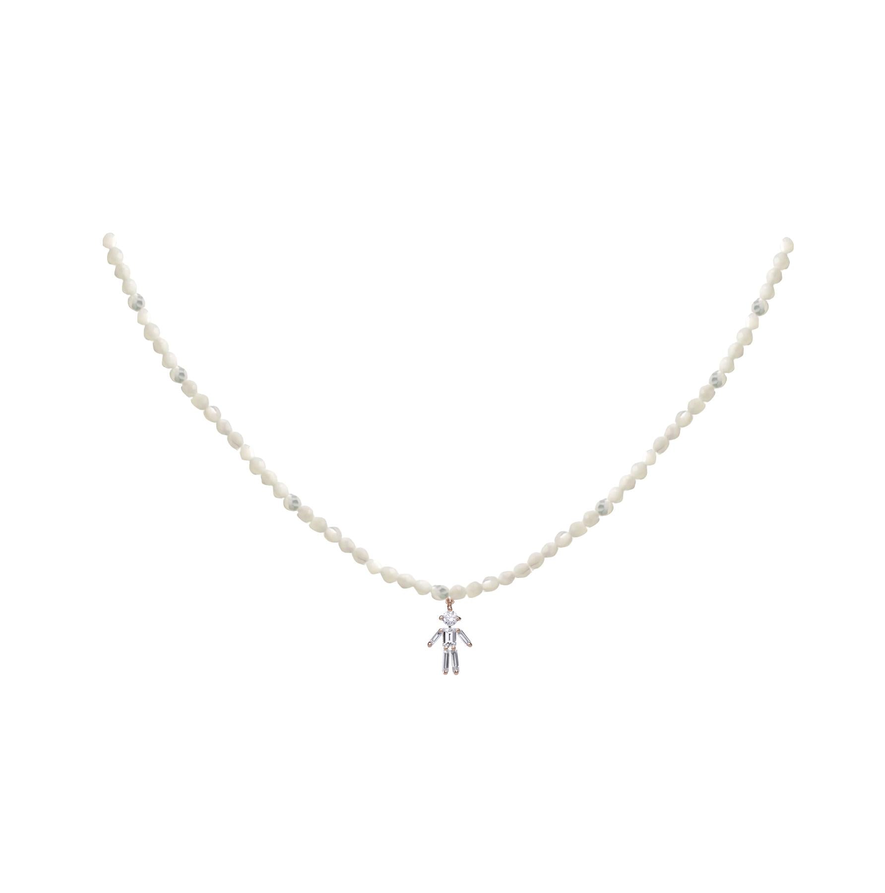 Diamonds and 18Kt yellow / rose / white gold boy rainbow necklace