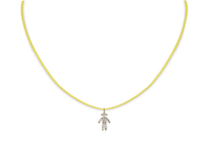 Open image in slideshow, Diamonds and 18Kt yellow / rose / white gold boy thread necklace for mothers
