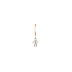 Open image in slideshow, Diamonds and 18Kt yellow / rose / white gold boy mini creole earring
