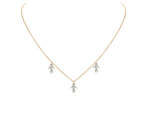 Open image in slideshow, Diamonds and 18Kt yellow / rose / white gold triple boys necklace
