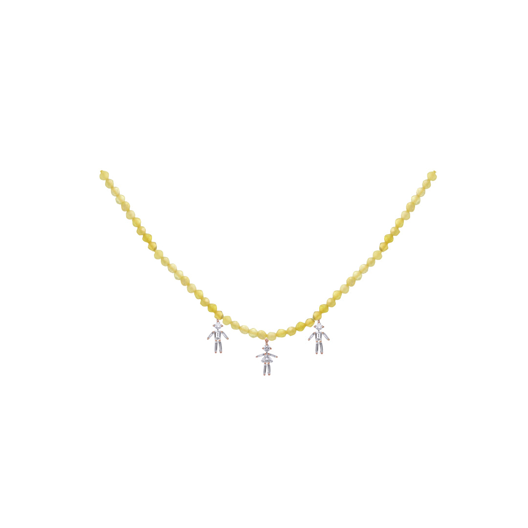 Diamonds and 18Kt yellow / rose / white gold triple mixed boy - girl - boy rainbow necklace